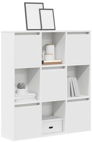 860400 vidaXL Библиотека, бяла, 89x24x101,5 см, инженерно дърво