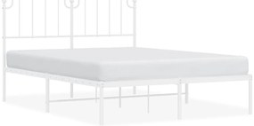 373938 vidaXL Метална рамка за легло с горна табла, бяла, 150x200 см