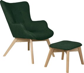 Тъмнозелен фотьойл с табуретка Niko – Ropez