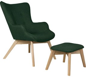 Тъмнозелен фотьойл с табуретка Niko – Ropez