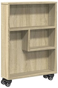 855225 vidaXL Тясна количка за съхранение, дъб сонома, 48x13x68 см, инженерно дърво