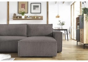 Тъмносив велурен U-образен разтегателен диван Nihad - Bobochic Paris