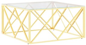 349970 vidaXL Маса за кафе 80x80x40 cм неръждаема стомана и стъкло