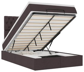 3314075 vidaXL Османска легло с матрак и LED, тъмнокафяво, 120x190 см, плат