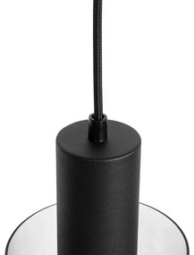 Винтидж висяща лампа черна с димно стъкло - Vidra