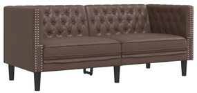 372661 vidaXL Честърфийлд диван с 2 седалки Кафява kunstnahast