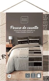 Кафяво двойно /удължено 3 части памучно спално бельо 260x240 cm So Natural – douceur d'intérieur