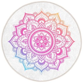 Бяло-розов кръгъл килим подходящ за пране и за прахосмукачки роботи ø 100 cm Comfort – Mila Home