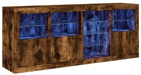 3209055 vidaXL Сайдборд с LED светлини, oпушен дъб, 164x37x67 см