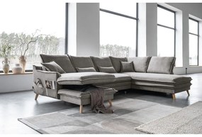 Сив разтегателен ъглов диван (десен ъгъл/"U" форма) Charming Charlie – Miuform