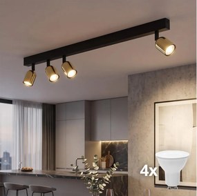 LED точково осветително тяло TOP 4xGU10/10W/230V черно/златисто