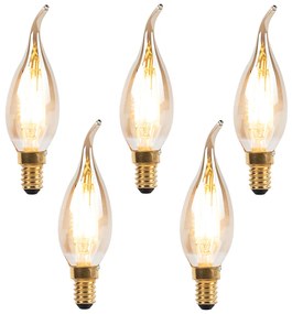 Комплект от 5 димируеми LED филаментни свещ лампи E14 240V 3W 250lm