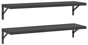 3214512 vidaXL Стенни рафтове 2 бр 100x30 см черни неръждаема стомана
