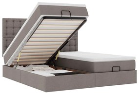 3314594 vidaXL Османска легло с матрак и LED, таупе, 200x200 см, плат