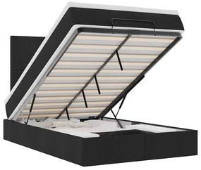 3313908 vidaXL Османска легло с матрак и LED, черно, 120x190 см, плат