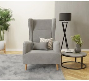 Светлосиво кадифено кресло Carole - Ropez