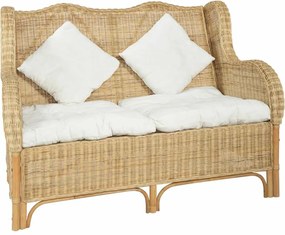 325466 vidaXL 2-местен диван, естествен ратан и лен