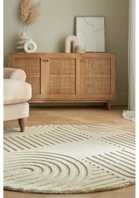 Бежов вълнен кръгъл килим ø 160 cm Zen Garden - Flair Rugs