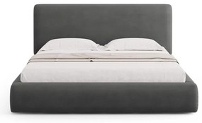 Сиво двойно тапицирано легло с място за съхранение с включена подматрачна рамка 160x200 cm Colonel – Cosmopolitan Design