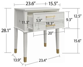 Бяло нощно шкафче Westerleigh – CosmoLiving by Cosmopolitan