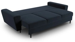 Тъмносин кадифен разтегателен диван с място за съхранение 235 cm Kyoto – Cosmopolitan Design