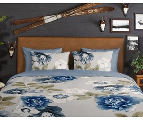 Синьо-сиво двойно удължено фланелено спално бельо 200x220 cm Gabin – Good Morning