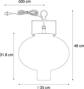Интелигентен външен висящ плафон бял 35см с червен щепсел, включващ Wifi A60 - Pion