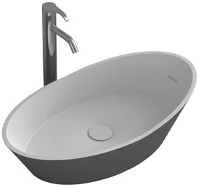 Мивка за баня ICB 683G, монтаж върху плот, твърда повърхност, сив мат + бял мат, 67x38x18см