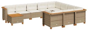 3262057 vidaXL Градински диван с възглавници, 11 части, бежов полиратан