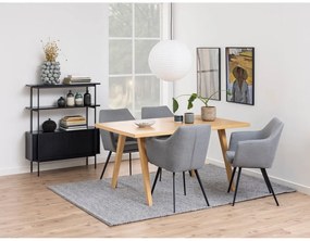 Черна библиотека от декор от ясен с плъзгащи се врати 94x114 cm Angus – Actona