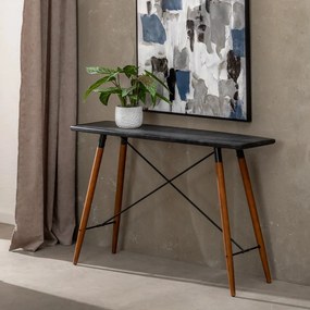 Черна метална конзолна маса 38x120 cm Oslo – Ixia