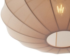 Japandi висяща лампа черна с кафяв текстилен абажур - Bida