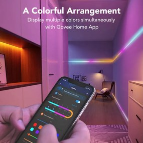Smart LED лента Govee RGBIC H612CCD1, 36W, 10 м, RGBICW, 240 диода, Bluetooth, Wi-Fi, Черен
