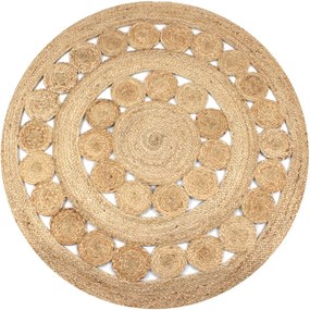 Sonata Плетен килим с дизайн, от юта, 120 см, кръгъл