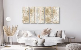 картини от 5 части – Абстрактни цветя на мраморен фон