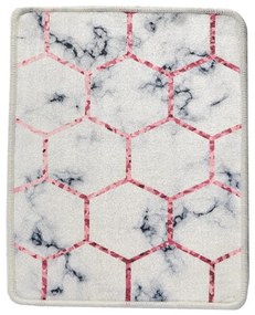 Бяла/сива постелка за баня 60x40 cm Honeycomb - Foutastic