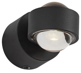 Дизайнерска стенна лампа черна с LED IP44 - Lens