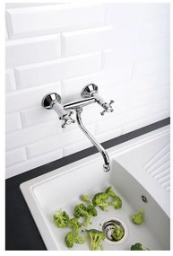 Стенна батерия за мивка в лъскаво-сребрист цвят (1 изход) Antea – Sapho