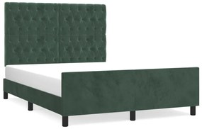 3125943 vidaXL Рамка за легло без матрак, тъмнозелена, 140x200 см, кадифе