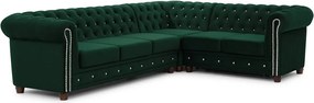 Зелен кадифен разтегателен ъглов диван (десен ъгъл L форма) York Blik – Ropez