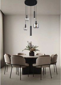 Черно висящо осветително тяло с метален абажур/със стъклен абажур ø 40 cm Mataro – Trio