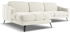 Кремав кадифен ъглов диван (ляв ъгъл) Nalu – Makamii