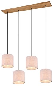 Бежово висящо осветително тяло с текстилен абажур Elmau – Trio