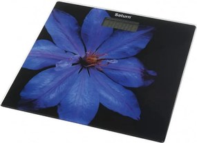 Кантар Saturn ST-PS0287, До 150 кг, LCD дисплей, Kg/Lb, Индикатори за батерия и претоварване, Закалено стъкло, Черен/лилав
