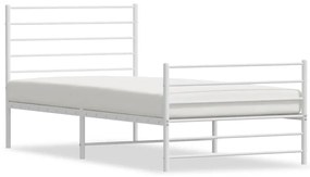 352377 vidaXL Метална рамка за легло с горна и долна табла, бяла, 80x200 см