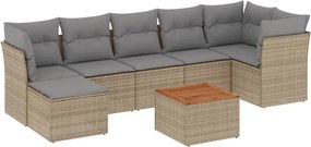 3256087 vidaXL Градински диван с възглавници 8 части бежов микс полиратан