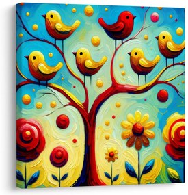 Картина на платно – Цветя и дърво на живота