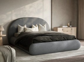 Сиво двойно легло 180x200 cm тапицирано с място за съхранение с включена подматрачна рамка Maumere – Maison de Rêve