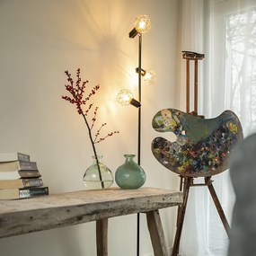 Подова лампа черна с мед 3-светлина - Mesh