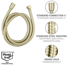 Матово златист душ маркуч от неръждаема стомана 150 cm Brass – Wenko